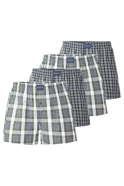 Tom Tailor Herren Web-Boxershorts, 4er Pack - Unterwäsche, Unterhose, Baumwolle, Logo, kariert