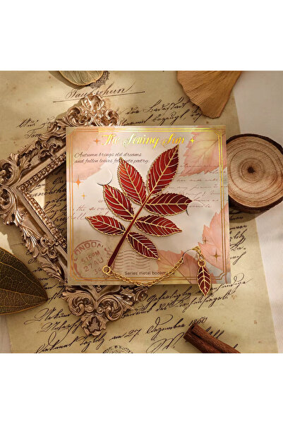 Fivy Autumn Themed Leaf Figured Chain Metal Bookends