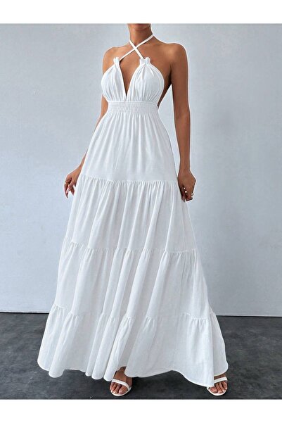 mass fashion Kadın Krinkle Maxi Elbise