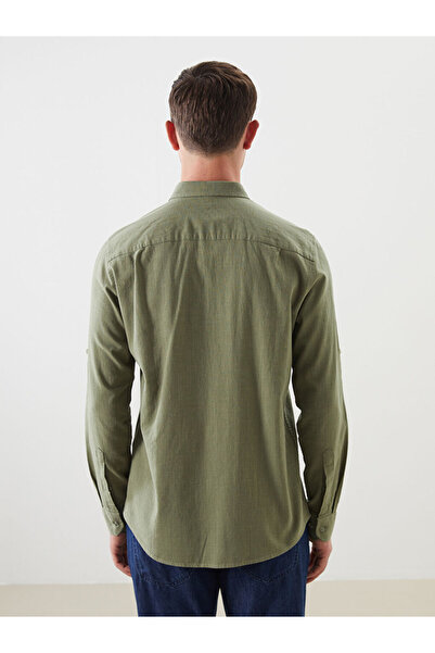 LC Waikiki LCW Regular Fit Uzun Kollu Keten Karışımlı Erkek Gömlek
