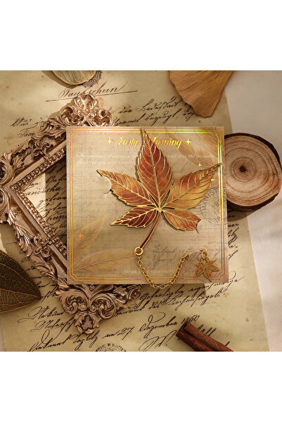 Fivy Autumn Themed Leaf Figured Chain Metal Bookends