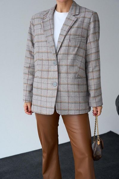 BEYD Beige Checked Plaid Jacket