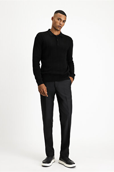 Kiğılı Поло з коміром, облягаючий крій, з візерунком, бавовняний трикотажний светр