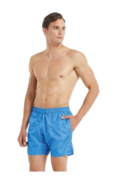 Blackspade Blue Patterned Men's Swimsuit 10042 Shoes