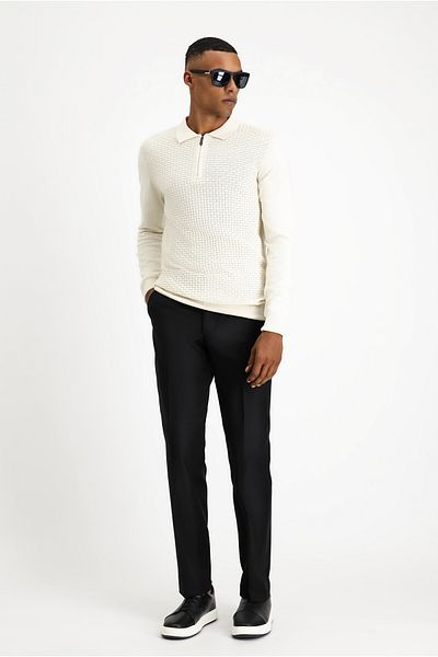 Kiğılı Polo Neck Regular Fit Cotton Dobby Knitwear Sweater