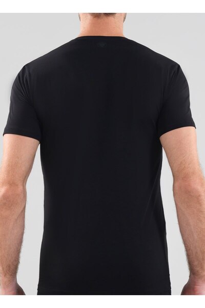 Blackspade قميص داخلي رجالي باللون الأسود بياقة دائرية Aura 9506