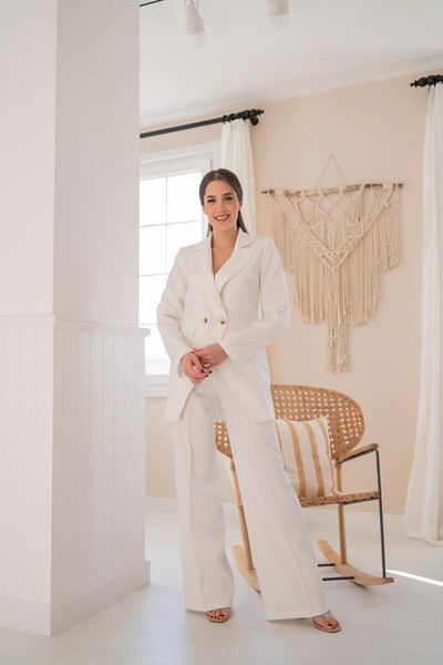 Modayakamoz Ecru Atlas Jacket and Pants Set
