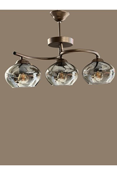 ONUR AVİZE Onur Avize Modern,spor,sade Ve Şık Füme Camlı Mat Kahverengi 3’lü Avize