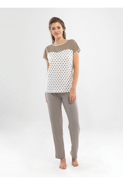 Blackspade Women's Polka Dot Pajama Set - 6811 - Mink