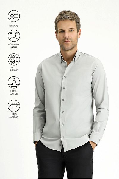 Kiğılı Techno-Line Long Sleeve Slim Fit Slim Fit Lycra Shirt