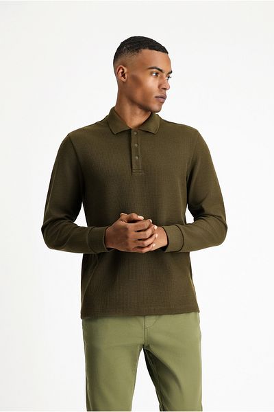 Kiğılı Polo Neck Regular Fit Patterned Sweatshirt