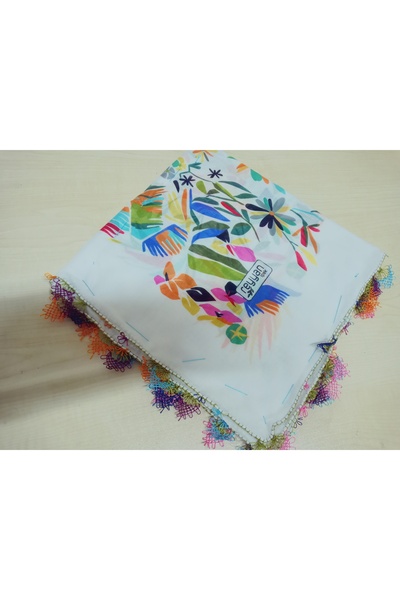 Cenk EL EMEĞİ iğne Oyası YAZMA , FULAR ,YEMENİ, MEVLÜT ÖRTÜSÜ ,Hediyelik 4 Kenarı Oyalı