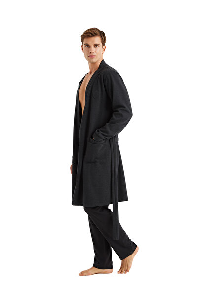 Blackspade Men's Dressing Gown 40630 - Black, Relaxed Fit