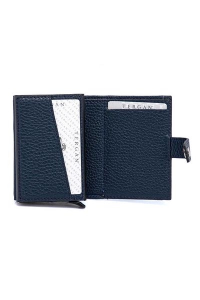 Tergan Navy Blue Genuine Leather Unisex Credit Card Holder - S1Kk 00000263 -A38