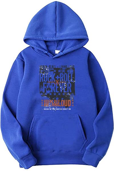 makiteks Hanorac unisex cu glugă cu buzunar cangur Hanorac Rock N Roll