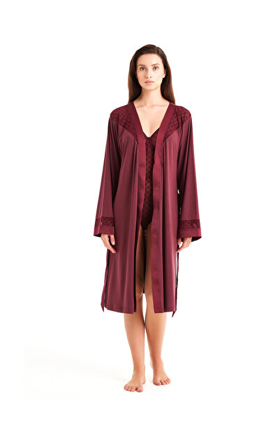 Blackspade Claret Red Women's Dressing Gown - Model 51603