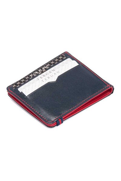 Tergan Navy Blue Genuine Leather Men's Credit Card Holder - S1Kk 00001600 -Z47