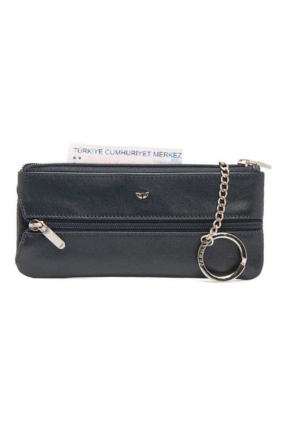 Tergan Navy Blue Genuine Leather Unisex Keychain - S1An 00000157 -H86