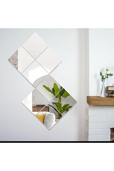 MİRRORSS Kare 8 Adet Dekoratif Aynalar 18 Cm Duvar Ayna Dekor Yatak Odası Otu...