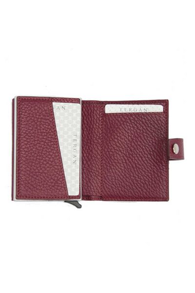 Tergan Claret Red Genuine Leather Unisex Credit Card Holder - S1Kk 00000263 -M71
