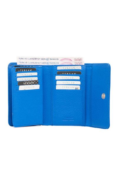 Tergan Women's Blue Leather Wallet - S1Cb 00005730 -K1E