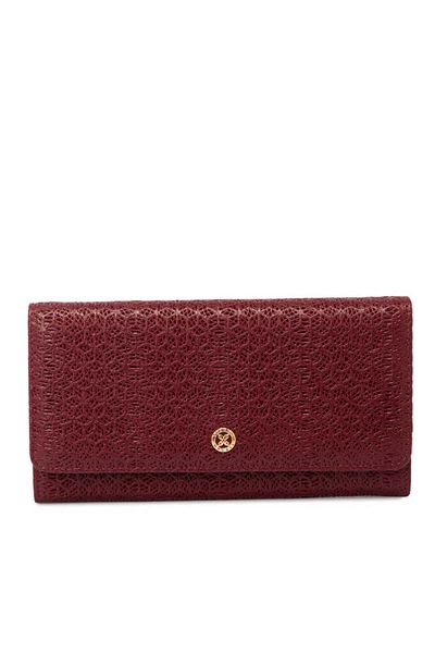 Tergan Burgundy Leather Women's Wallet - S1Cb 00005787 -M71