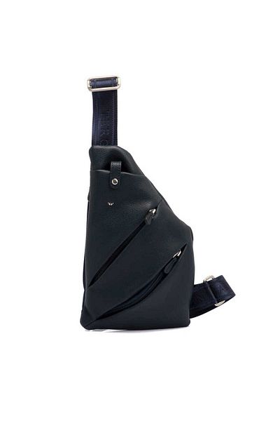 Tergan Navy Blue Genuine Leather Men's Crossbody Bag - S1Ac 00021439 -X86