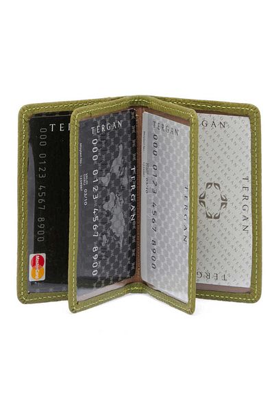 Tergan Green Genuine Leather Unisex Credit Card Holder - S1Kk 00001601 -G8Z
