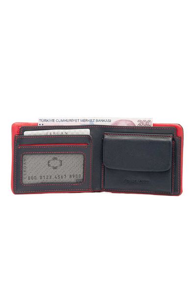 Tergan Navy Blue Genuine Leather Men's Wallet - S1Ce 00001590 -G8O