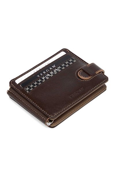 Tergan Brown Genuine Leather Unisex Credit Card Holder - S1Kk 00001637 -A8K