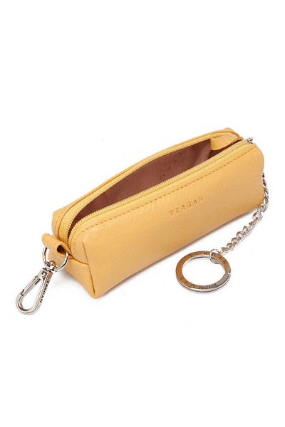 Tergan Yellow Genuine Leather Unisex Keychain - S1An 00000217 -E96