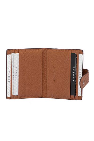 Tergan Мъжки калъф за кредитни карти от естествена кожа, кафяв - S1kk00001617-b67