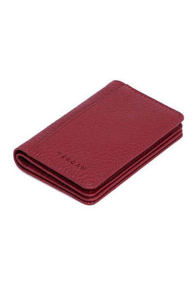 Tergan Claret Red Genuine Leather Unisex Credit Card Holder - S1Kk 00001601 -M71