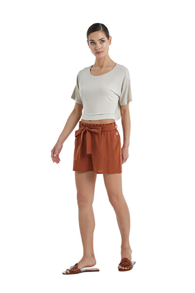 Blackspade Γυναικείο λινό σορτς 60397 - Καφέ