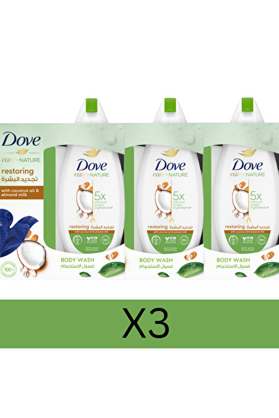 Dove غسول الجسم من كير باي نيتشر ريستورينج، جوز الهند واللوز، ¼ كريم مرطب، 25...