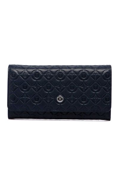 Tergan Navy Blue Leather Women's Wallet - S1Cb 00005783 -M80