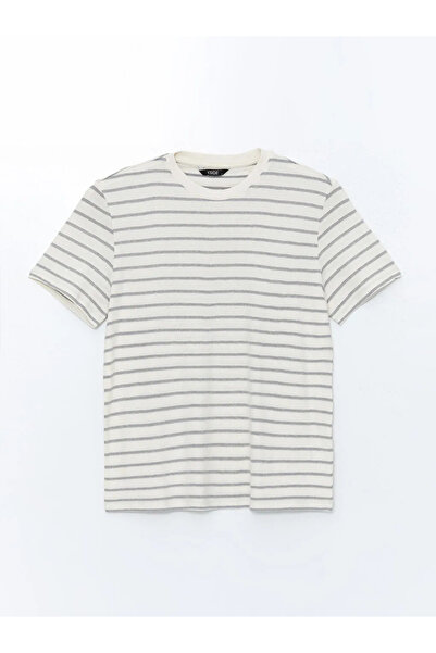 LC Waikiki XSIDE Антрацит Велосипедна комір Короткий рукав Смугастий Футболка для чоловіків