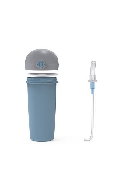 Nava Sticla de plastic cu pai Nava 380 ml albastru