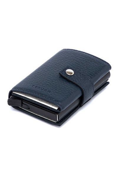 Tergan Navy Blue Genuine Leather Unisex Credit Card Holder - S1Kk 00000263 -A38