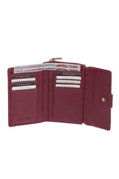 Tergan Claret Red Leather Women's Wallet - S1Cb 00005813 -K16