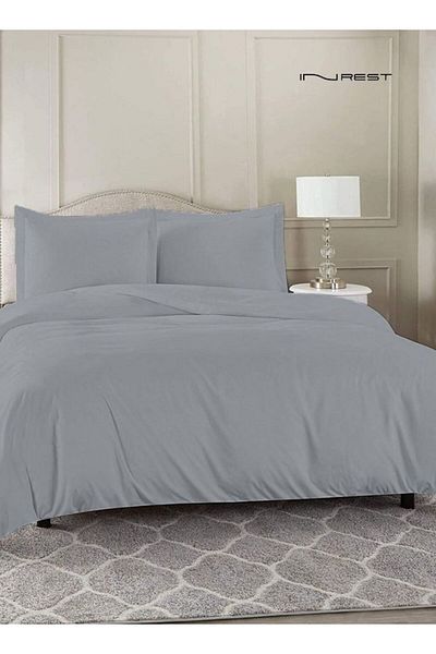 INREST Plain King Duvet Set (without filling) 100% Cotton 3 Pieces ( two pillow case with duvet cover)
