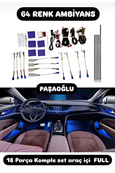 Bosch 64 RENK araç içi ambiyans seti 18 parça FULL SET telefon kontrollü