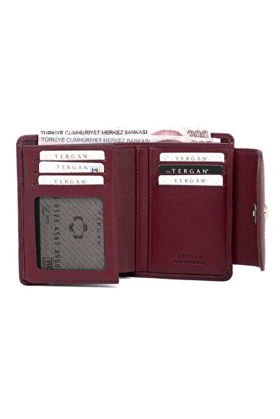 Tergan Burgundy Leather Women's Wallet - S1Cb 00005714 -K16