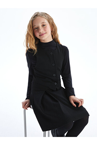 LC Waikiki Black Crew Neck Girls' Dress