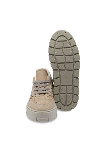 Tergan Bej Hakiki Nubuk Deri Kadın Sneaker - K24S1AY67591-A40