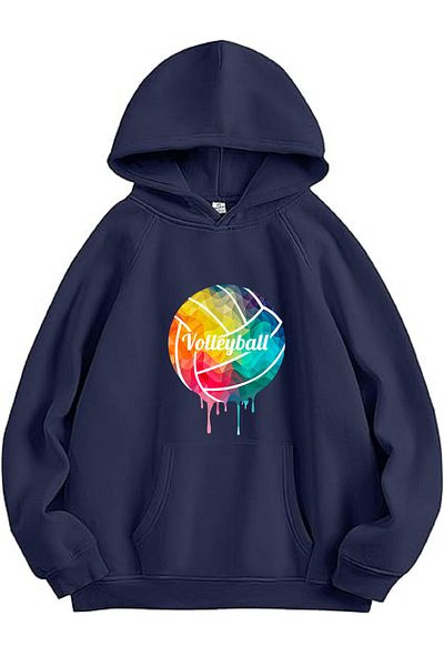 makiteks Unisex Oversize Hoodie Volleyball με πόρτα και τσέπη καγκουρό