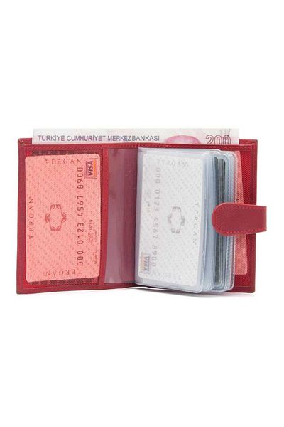 Tergan Red Genuine Leather Unisex Credit Card Holder - S1Kk 00001323 -C71