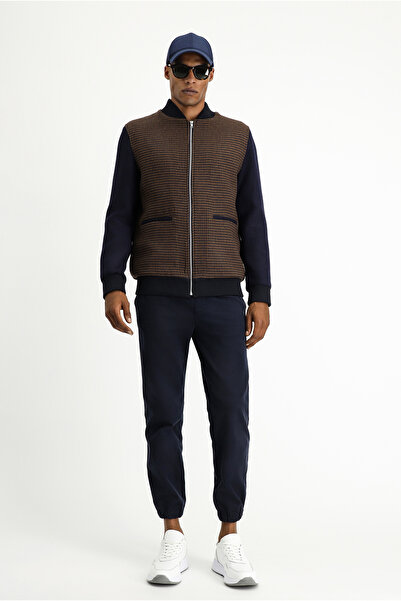 Kiğılı Slim Fit Slim Fit Houndstooth Sports Woolen Bomber Jacket Coat