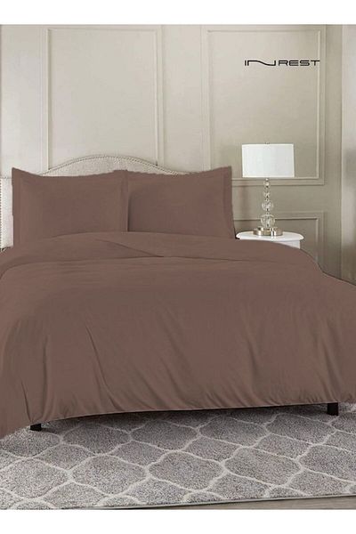 INREST Plain King Duvet Set (without filling) 100% Cotton 3 Pieces ( two pillow case with duvet cover)