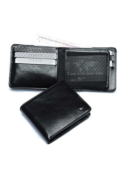 Tergan Black Genuine Leather Men's Wallet - S1Ce 00001457 -A97
